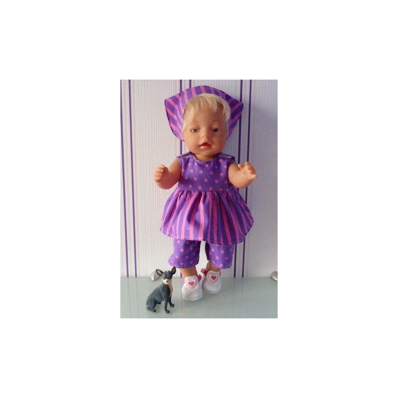 lente setje lila roze gestreept baby born 43cm