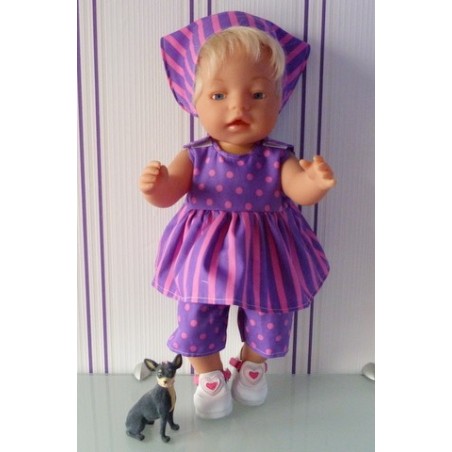 lente setje lila roze gestreept baby born 43cm