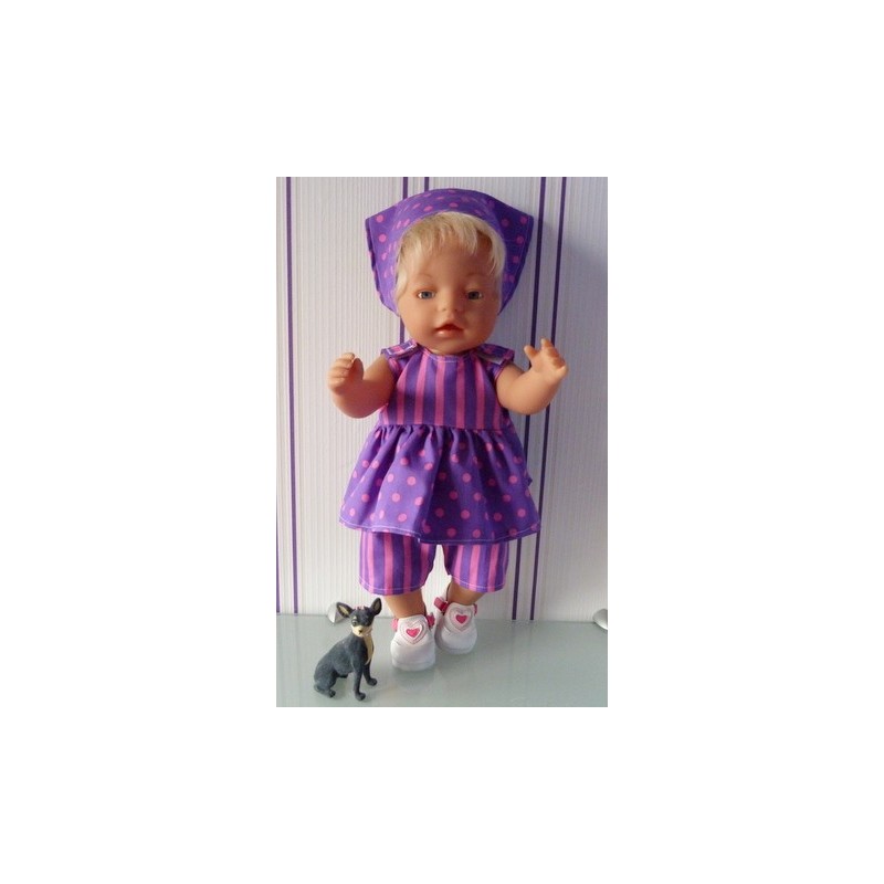 lente setje roze lila stippen baby born 43cm