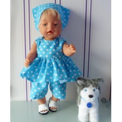 lente setje aqua blauw polks dots baby born 43cm