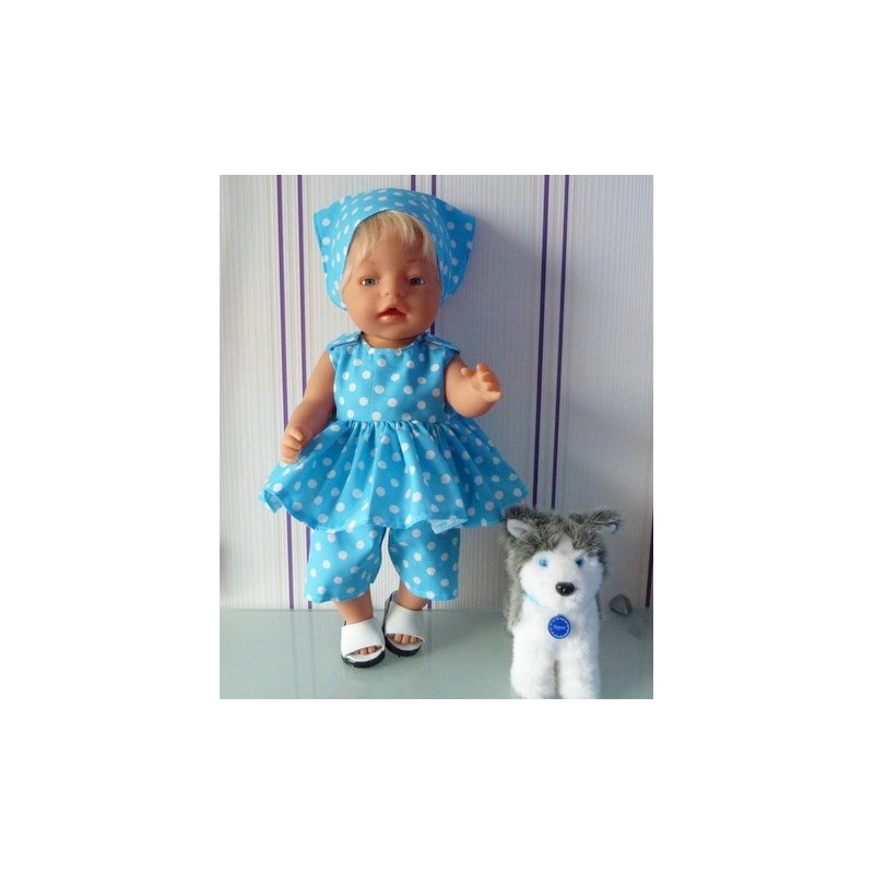 lente setje aqua blauw polks dots baby born 43cm