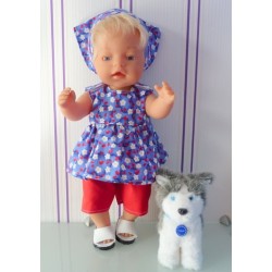 lente setje blauw rood met hartjes baby born 43cm