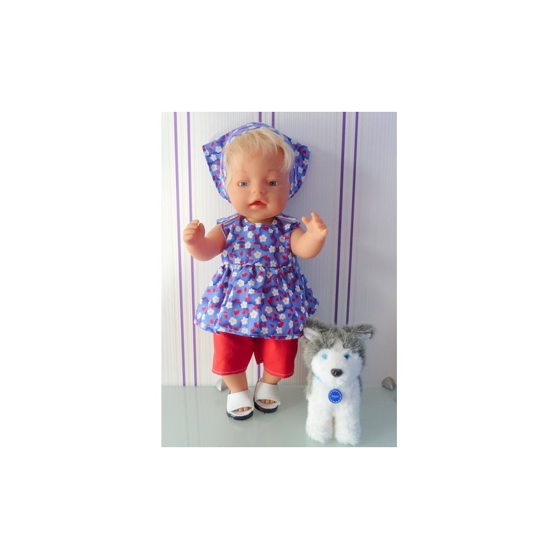 lente setje blauw rood met hartjes baby born 43cm