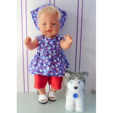 lente setje blauw rood met hartjes baby born 43cm