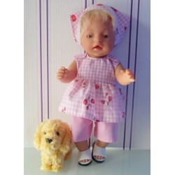lente setje roze geruit aardbeien baby born 43cm