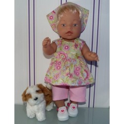 lente setje groen gebloemd roze baby born 43cm