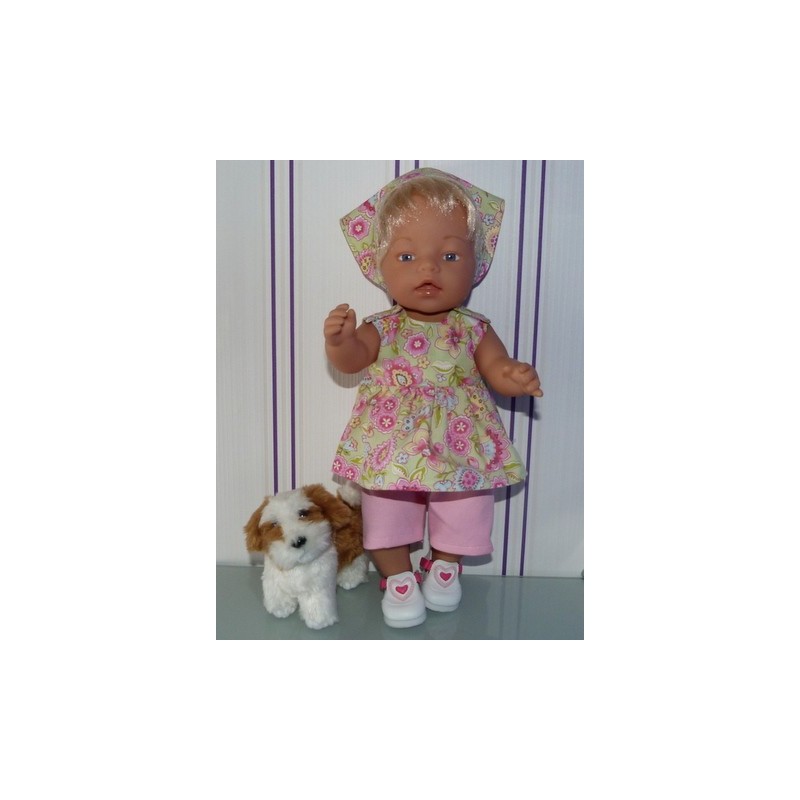 lente setje groen gebloemd roze baby born 43cm