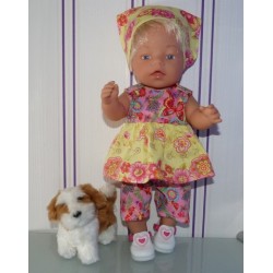 lente setje geel met roze baby born 43cm
