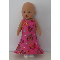 lange zomerjurk roze vlinders baby born 43cm