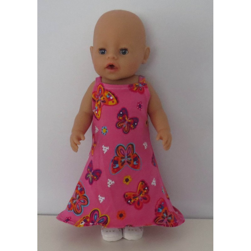 lange zomerjurk roze vlinders baby born 43cm