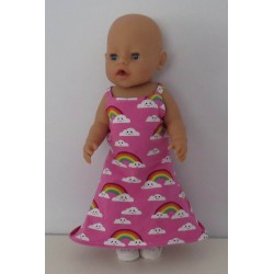 lange zomerjurk roze wolken baby born 43cm