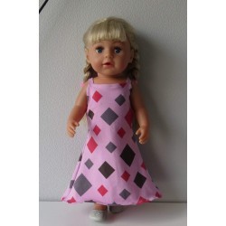 lange zomerjurk roze ruit baby born 43cm