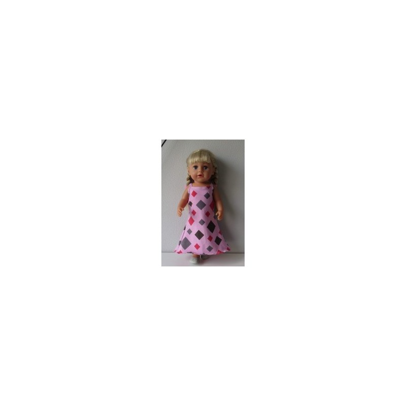 lange zomerjurk roze ruit baby born 43cm