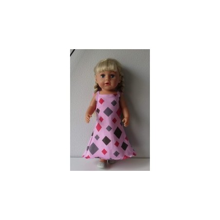 lange zomerjurk roze ruit baby born 43cm