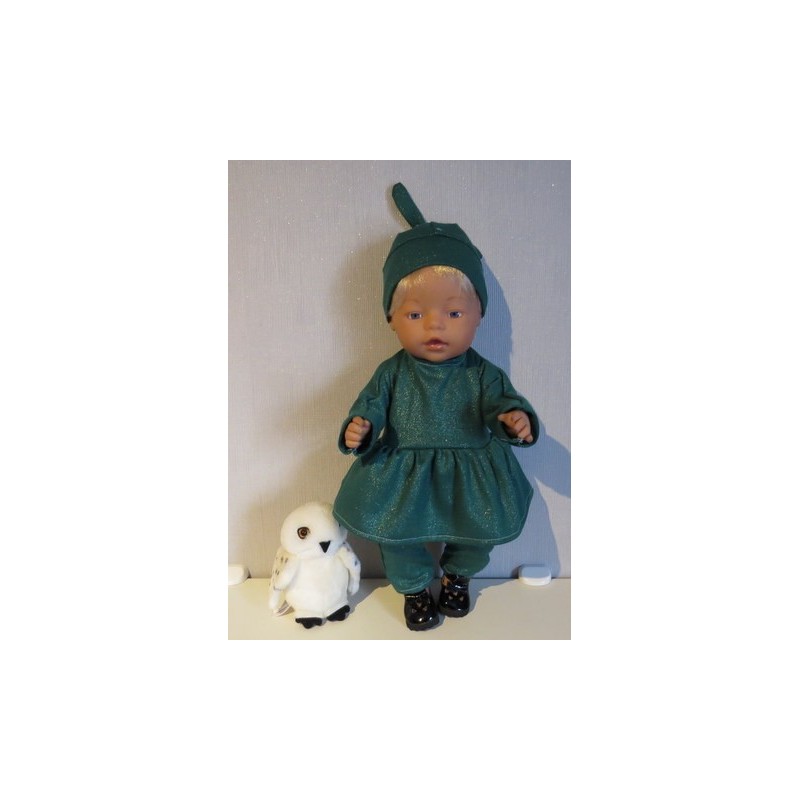 tuniek groen glimmend baby born 43cm