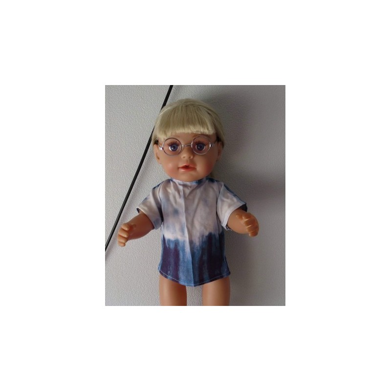 shirtje blauw gevlamd baby born 43cm