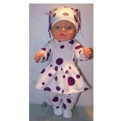 tuniek paars met stippen en polka dots baby born 43cm