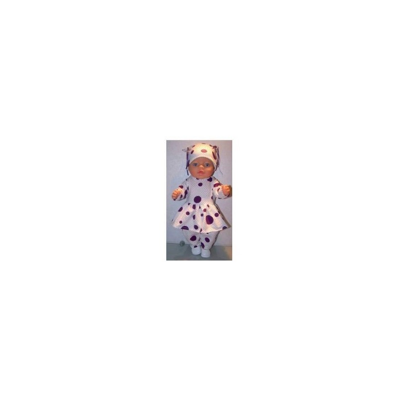 tuniek paars met stippen en polka dots baby born 43cm