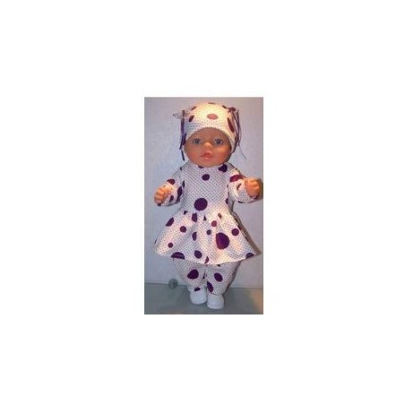 tuniek paars met stippen en polka dots baby born 43cm