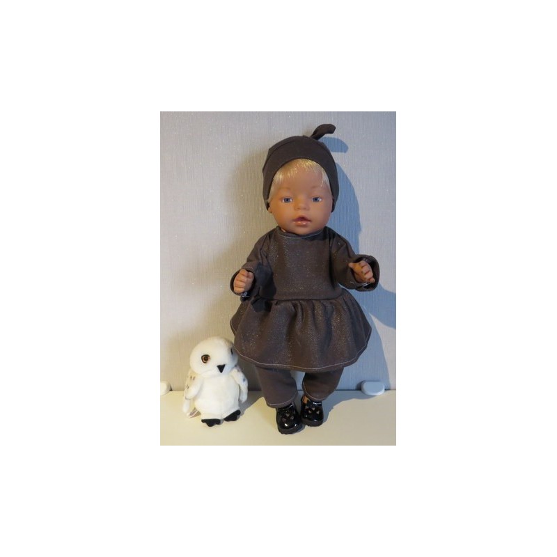 tuniek bruin glimmend baby born 43cm