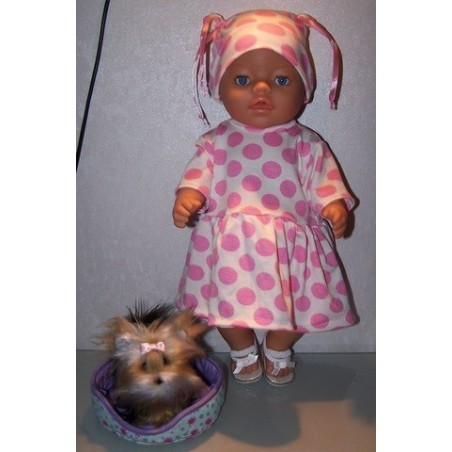 tuniek roze polka dots baby born 43cm