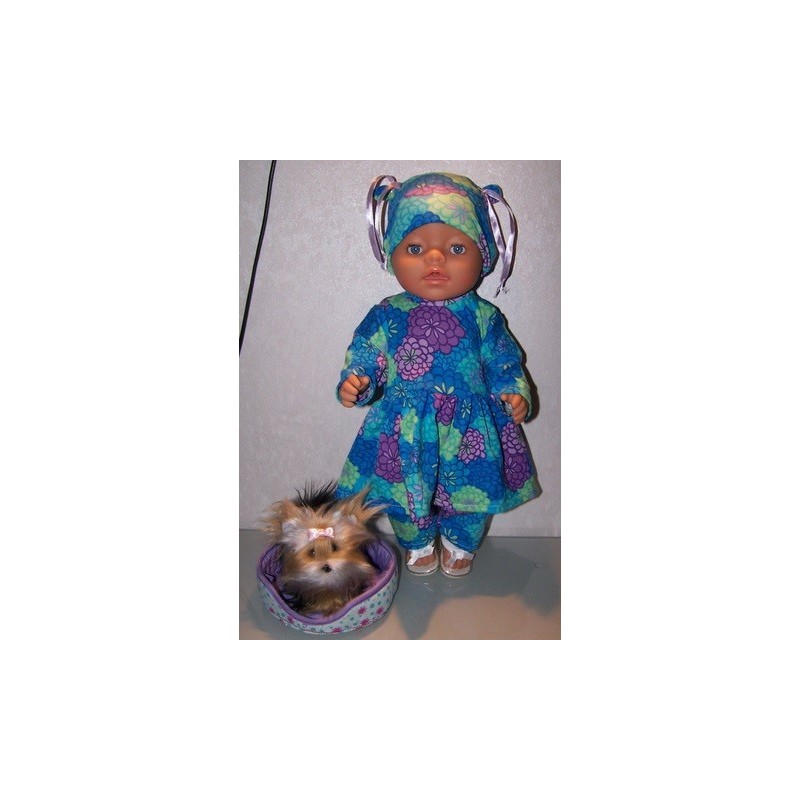 tuniek blauw gebloemd baby born 43cm