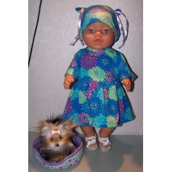 tuniekblauw gebloemd baby born 43cm