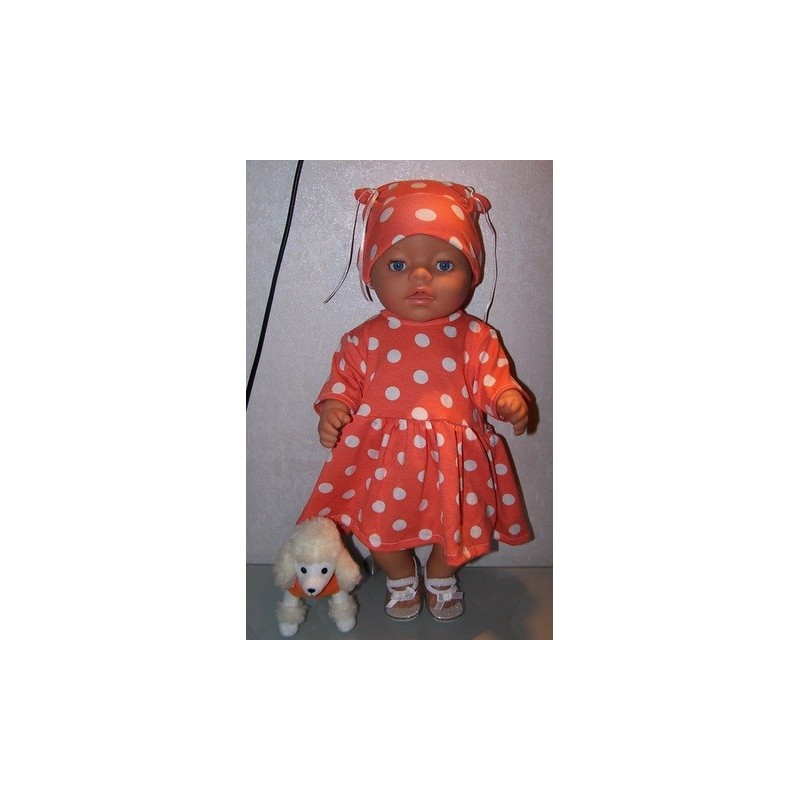 tuniek oranje polka dots baby born 43cm