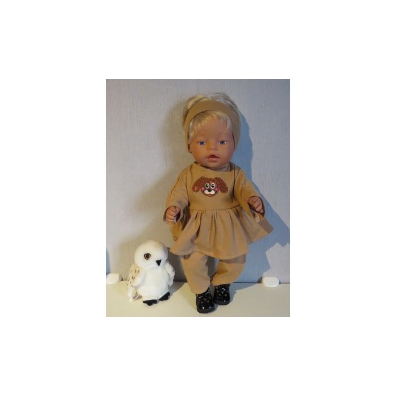 tuniek bruin hond baby born 43cm