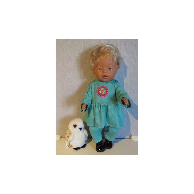 tuniek groen met bloem baby born 43cm