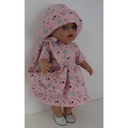 zomerjurk outfitt roze bloem baby born 43cm