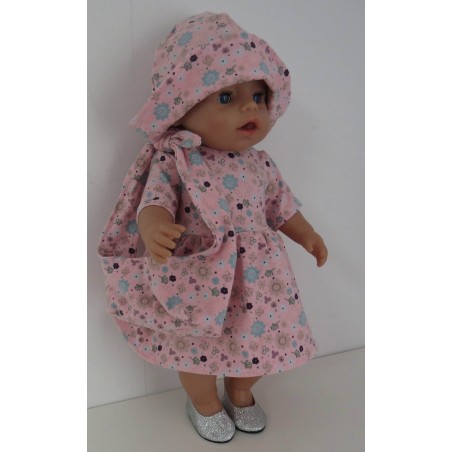 zomerjurk outfitt roze bloem baby born 43cm
