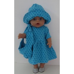 zomerjurk outfitt blauw gebloemd baby born 43cm