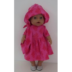 zomerjurk outfitt hard roze gebloemd baby born 43cm