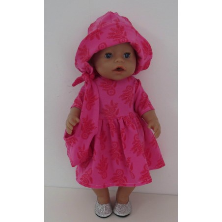 zomerjurk outfitt hard roze gebloemd baby born 43cm