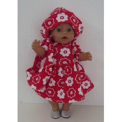 zomerjurk outfitt rood met bloemen baby born 43cm