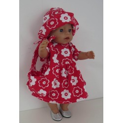 zomerjurk outfitt rood met bloemen baby born 43cm
