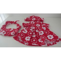 zomerjurk outfitt rood met bloemen baby born 43cm