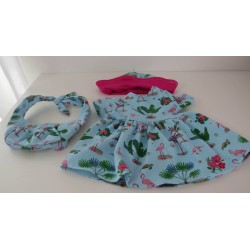 zomerjurk outfitt blauw flamingo's baby born 43cm