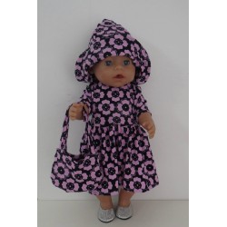 zomerjurk outfitt zwart met roze bloemen baby born 43cm