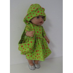 zomerjurk outfitt groen aardbeien baby born 43cm