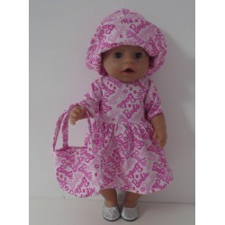zomerjurk outfitt roze barbie  baby born 43cm