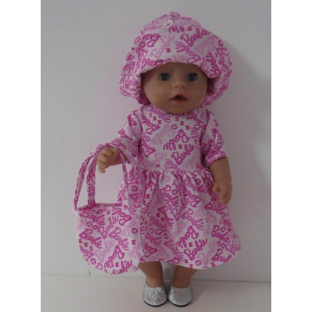 zomerjurk outfitt roze barbie  baby born 43cm