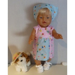 overgooier roze blauw met bloemen baby born 43cm
