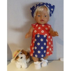 overgooier rood blauw met bloemen baby born 43cm