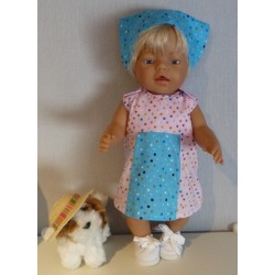overgooier roze blauw met stippen baby born 43cm