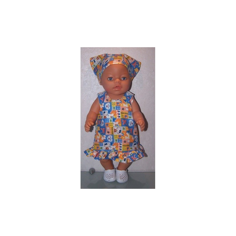 overgooier hello kitty blauw geblokt baby born 43cm