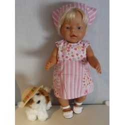 overgooier roze gebloemd baby born 43cm