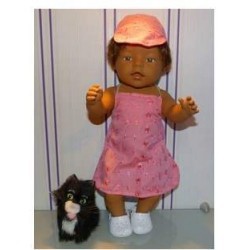 halterjurk roze broderie  baby born 43cm