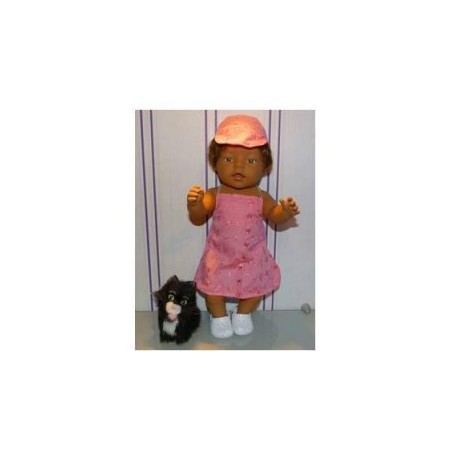 halterjurk roze broderie  baby born 43cm